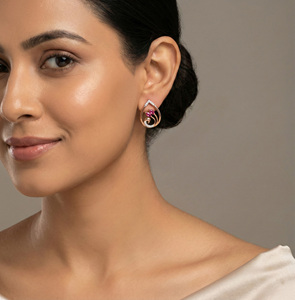 Boucles d'oreilles clous en diamant naturel de 1,10 carat, taille brillant rond, couleur HI, clarté VVS, bijoux en pierres précieuses authentiques en or ou en platine - Product Image 1