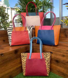 New Custom Large Capacity High Quality Recycled Leather Women's <b>Tote</b> <b>Bag</b> Luxury Designer Colorful Leather Handbags Shoulder <b>Bags</b> - Product Image 3