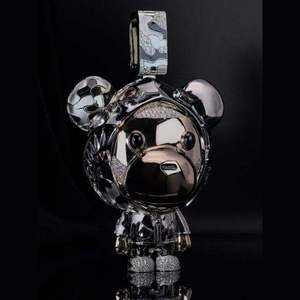 จี้ห้อยคอฮิปฮอปเงินแท้ประดับมอสซาไนต์สีดำขาว ดีไซน์การ์ตูนน่ารัก - Product Image 1