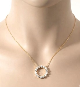 Pendentif cercle ouvert en diamant de laboratoire rond, or massif 10K 14K 18K, bijoux faits main, pendentif précieux, cadeau d'anniversaire pour femme - Product Image 5