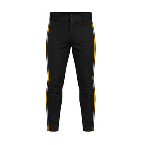 <b>Black</b> Men's Baseball <b>Pants</b> With Yellow Stripes Embroidered Logo Slim Fit Moisture Wicking All Seasons Custom Baseball <b>Pants</b> - Product Image 2