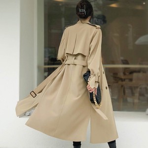Blouson Bomber Long Beige Croisé à Col Rabattu Coupe Droite Respirant Élégant pour l'Automne Unisexe Formel Motifs Têtes de Mort - Product Image 5