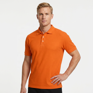 Men's <b>Orange</b> <b>Polo</b> Shirt Short Sleeve Classic Fit Solid Color Casual Wear - Product Image 1