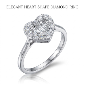 Baguette Diamond Heart <b>Ring</b> 18K White Gold Cluster Halo <b>Split</b> Shank Setting Premium Custom Jewelry Factory MOQ 1pc - Product Image 1