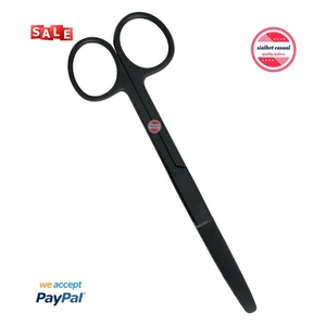 Tijeras quirúrgicas de acero inoxidable, instrumento médico BLUNT/BLUNT, color negro mate - Product Image 1