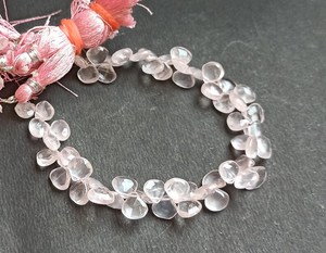 Natural Rose Quartz Faceted Heart Shape Briolette 6-7MM Rose Quartz Gemstone Beads 8 Inch Strand For Jewelry Making Wholesale - Product Image 1