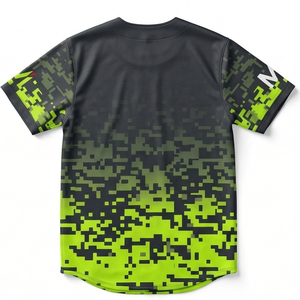 Camiseta de Béisbol Personalizada Premium, Camuflaje Digital, Uniforme de Equipo, Verde Neón y Negro, Transpirable, MALUZA INDUSTRIES - Product Image 3