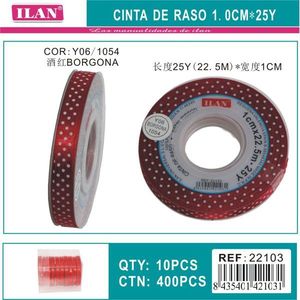 Nastro Ilan Burgundy a pois, larghezza 1,0 cm, lunghezza 25 iarde, per decorazioni e lavori artigianali - Product Image 3