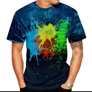 เสื้อยืดแขนสั้นผู้ชาย คอกลม ลายเรนโบว์ดิริป พิมพ์ลายลำลอง ทรงปกติ ผ้าโพลีเอสเตอร์ถัก 100% - Product Image 3