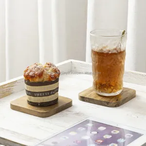 Vente en gros de sous-verres carrés modernes en bois de manguier naturel de 10 cm porte-gobelets classiques de style bambou pour bar de cuisine durable - Product Image 3