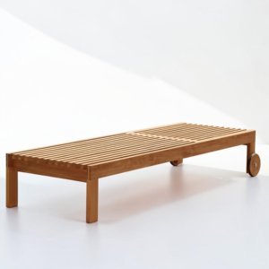 Chaise longue en teck massif réglable avec roulettes pour hôtels et complexes de luxe – Mobilier d'extérieur - Product Image 3