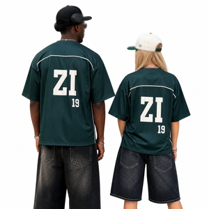 Heavyweight Performance Mesh American Football Jersey Raglan Shoulder Boxy Fit Forest Green Custom Unisex Top Private Label - Product Image 3