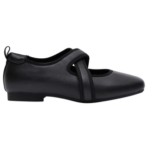 Ann'S Women Black Genuine Lambskin Slip-On X-Strap Ballet Flats Mary Jane Padded Insole Arch Support Comfortable Casual <b>Shoes</b> - Product Image 2