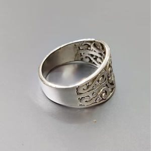 Solid 925 <b>Silver</b> <b>Plain</b> Vintage Craftsmanship Openwork <b>Ring</b> Women Casual Wear Stackable Eternity Band - Product Image 3