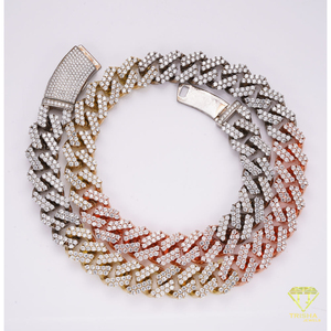 สร้อยคอเงินแท้ 925 ประดับเพชรเลี้ยงในห้องปฏิบัติการ ดีไซน์ Cuban Link ชุบทองหลากสี สไตล์ฮิปฮอป สำหรับผู้ค้าปลีก - Product Image 4