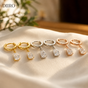 Teardrop Shape Diamond <b>Hoop</b> <b>Earring</b> 14K Plated Yellow Gold Classic Moissanite Women Birthday Gift - Product Image 4