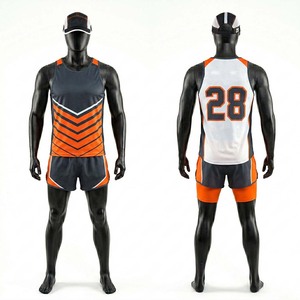 Ensemble de shorts de course pour adultes, unisexe, 100% polyester respirant, col en V, logo imprimé par transfert thermique sur le devant - Product Image 1