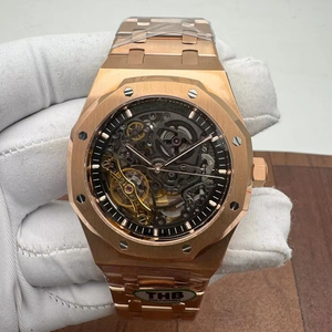 Montre mécanique automatique de luxe 42 mm en acier inoxydable doré rose avec cadran squelette et mouvement ETA de haute qualité - Product Image 1