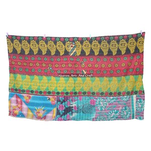 Manufacturer Indian Handmade Kantha <b>Quilt</b> Indian Reversible Hand Stitched Heavy Throw Old Sari Blanket Patch Work Heavy <b>Quilt</b> - Product Image 3