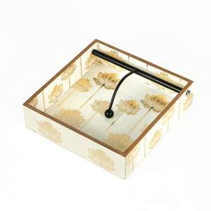 Creative 2 Slot Iron Napkin Holder with Round Base Rose Gold Copper <b>Paper</b> Dispenser Stand for <b>Kitchen</b> Countertop Napkin Holder - Product Image 2