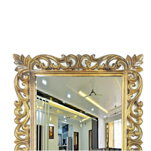 Miroir mural encadré brillant en bois Miroir rustique de porte pour mur Cadre en bois naturel et support de suspension attaché par AYAANS - Product Image 3