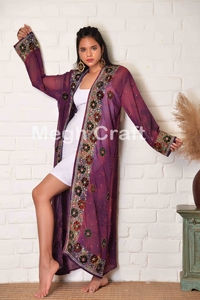 Peignoir long vintage en soie pour femme, orné de perles, style kimono, idéal pour les mariages, les fêtes ou comme vêtement de détente et de nuit – Nouvelle collection très prisée - Product Image 6