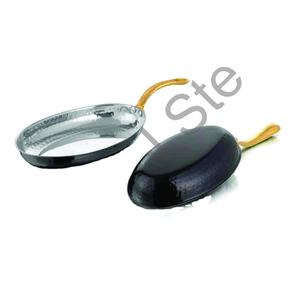 ชุดกระทะทอดสำหรับห้องครัวทำจากสแตนเลสกระทะทรงไข่ผนังเดี่ยวพร้อมด้ามทองเหลืองสีทอง - Product Image 1