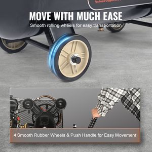 Serbatoio Compressore d'Aria Orizzontale da 21 Galloni, 7HP, Alimentato a Gas, 9CFM@115PSI, Pompa a Pistone, Sistema Industriale di Compressione dell'Aria a Gas - Product Image 4