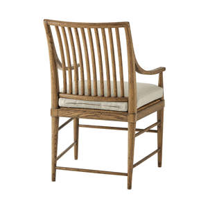 Chaise de salle à manger en bois de style farmhouse NAM HAI avec accoudoirs, pieds en chêne antique, personnalisable pour appartement, hôtel et usage domestique - Product Image 2