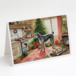 Paquet de 8 biscuits de Noël lévrier irlandais fantaisistes de taille A7 5x7 cartes de voeux avec enveloppes - Product Image 1