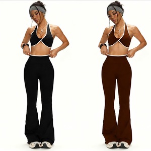 New Women Contrast Color 2 Piece Seamless Compression Sportswear Tank Top & <b>Butt</b> <b>Lift</b> <b>Leggings</b> Fitness Yoga Set - Product Image 1