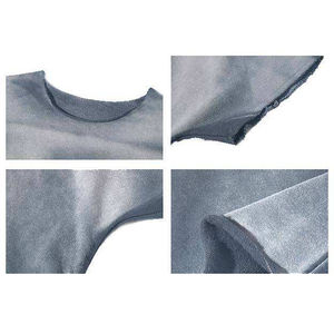 T-shirt pour homme 100% coton délavé style été, coupe ample, imprimé, technique épaules tombantes, vente en gros - Product Image 5