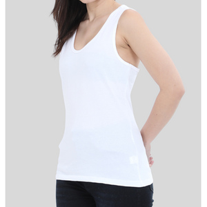 Women's White Cotton Scoop Neck Tank <b>Top</b> Casual Knitted Sleeveless Solid Color Hip Hop Style Quick Dry Short - Product Image 3