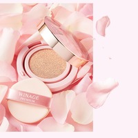 Fond de Teint Coréen Hydratant Éclaircissant Anti-Âge à l'Eau de Rose et Niacinamide K-Beauty Premium 15g+15g avec Extrait de Truffe en Coussin pour Tous Types de Peaux