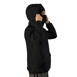 Sudadera con Capucha Negra para Hombre, 100% Algodón, Felpa Francesa, Corte Regular, Ropa Urbana, Digital 500g, Invierno - Product Image 2