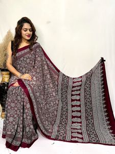 Sari en soie Gajji Ajrakh Royal Heritage |   Artisanat de teinture naturelle avec des motifs traditionnels faits à la main - Product Image 4