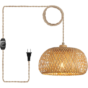 Lámpara Colgante de Bambú Tejido de 17.8 Pulgadas, Lámpara de Techo Colgante Hecha a Mano, Iluminación Rústica Ajustable para Cocina - Product Image 2