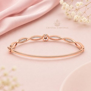 Elegant CZ <b>Bangle</b> Bracelet 925 Sterling Silver Rose <b>Gold</b> Plated Infinity Twist Hinged <b>Bangle</b> Custom Wholesale Jewelry - Product Image 2