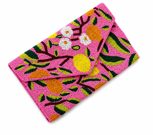 Hand-Beaded Floral Clutch Bag – <b>Pink</b> Envelope Wallet with Vibrant Embroidery, Statement Evening <b>Purse</b>, Handmade Boho Accessory - Product Image 2