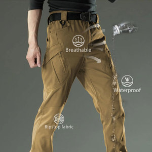 Pantalones de senderismo impermeables para hombre, pantalones cargo con múltiples bolsillos, pantalones tácticos para trabajo y senderismo. - Product Image 5