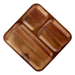 New Arrival Wooden Compartment Tray Three Sections Perfect for Snacks Dining Kitchen Decor Plate for sale - Product Image 1