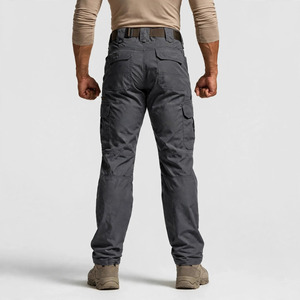 Pantalon cargo gris foncé pour homme, plusieurs poches, toile mi-lourde, style vêtements de travail, séchage rapide, fermeture éclair - Product Image 2