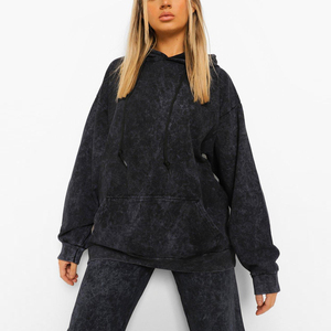 Ensemble survêtement femme grande taille hiver, cousu à la machine, effet délavé, 100% coton, léger et respirant - Product Image 3