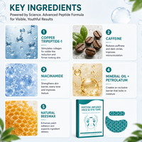 Patchs oculaires en coton infusés de peptides, de niacinamide et de caféine, anti-rides et anti-poches, vente en gros