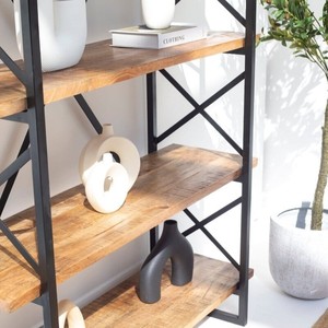 Librería Vandana Vesta Lunaris de Madera de Mango, Mueble de Almacenamiento Moderno de Madera Sólida con Diseño Minimalista - Product Image 5