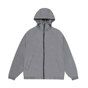 Veste à capuche pour homme, col montant, couleur unie, coupe ample, coupe-vent, vêtements d'hiver décontractés, polaire en polyester - Product Image 1
