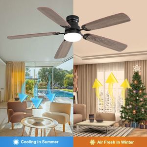 Ventilatore da Soffitto LED Classico da 52 Pollici con Luce Dimmerabile, 6 Velocità, 5 Pale, Telecomando, Motore DC per Uso Interno - Product Image 4