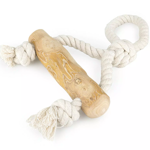 Coffee wood with jute <b>rope</b> interactive playing pet toy dog chewing bone degradable organic natural wood pet toy teething stick - Product Image 4