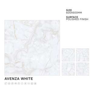 Vistaar Marque Qualité Export 60x60cm 600x600 Brillant Britton Bianco Design Porcelanato Carreaux de Mur et de Sol Intérieur - Product Image 6