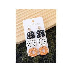 Divertenti e Carini Orecchini BOO con Stampa Fantasma di Halloween, in Acrilico e Argilla Polimerica, per Feste e Regali Festivi, Accessorio Divertente - Product Image 5